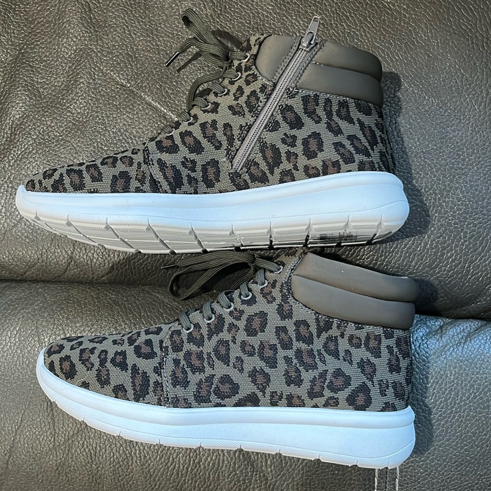 Clark’s Olive animal print lace ankle boots